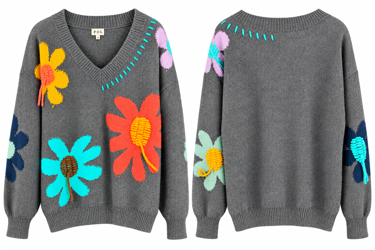 POL Floral Sweater