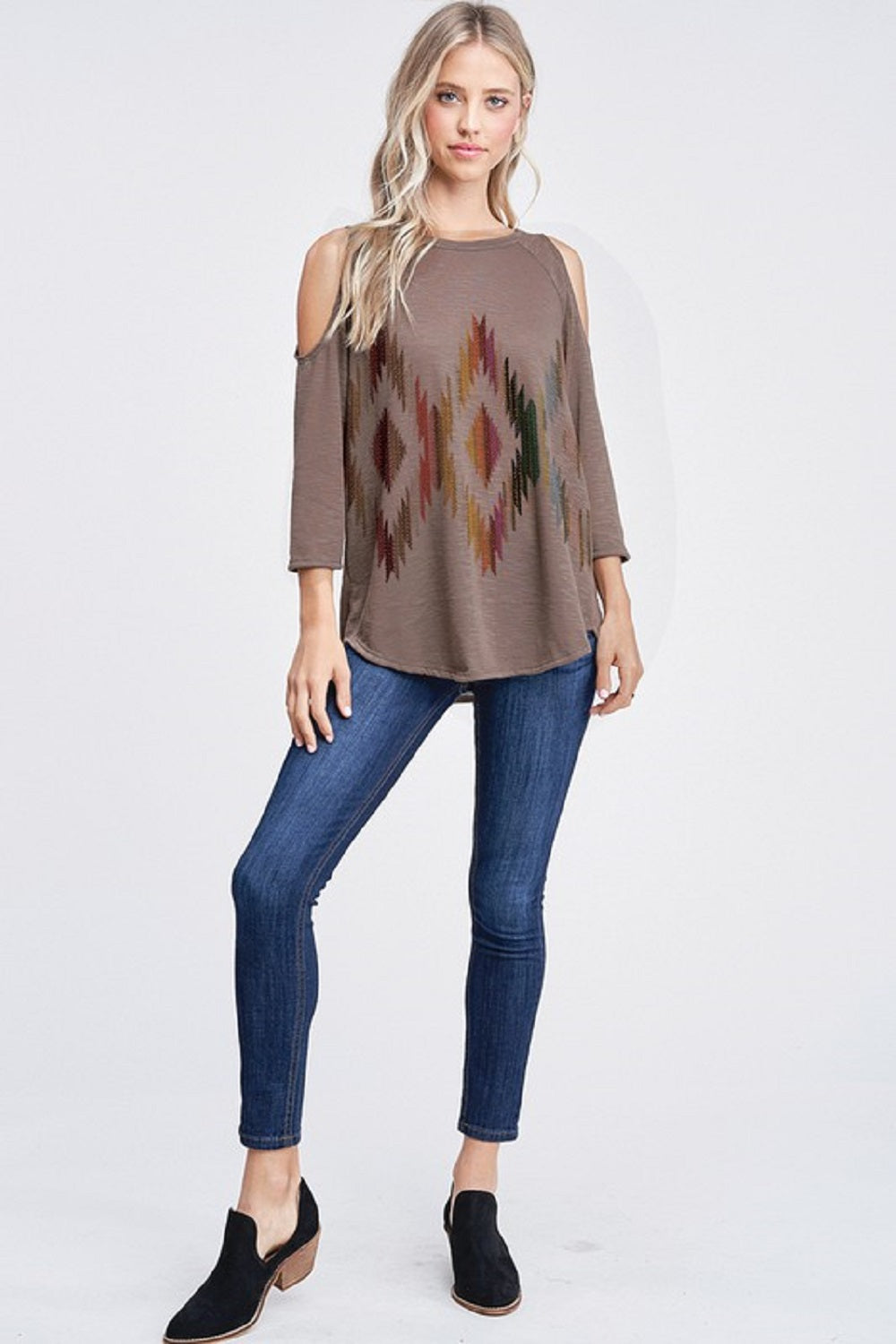 Aztec Cold Shoulder Top