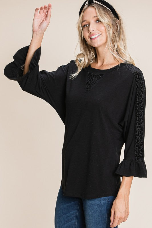 Leopard Velvet Accent Top