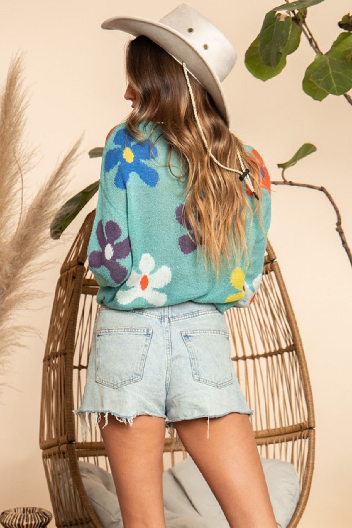 Flower Print Sweater