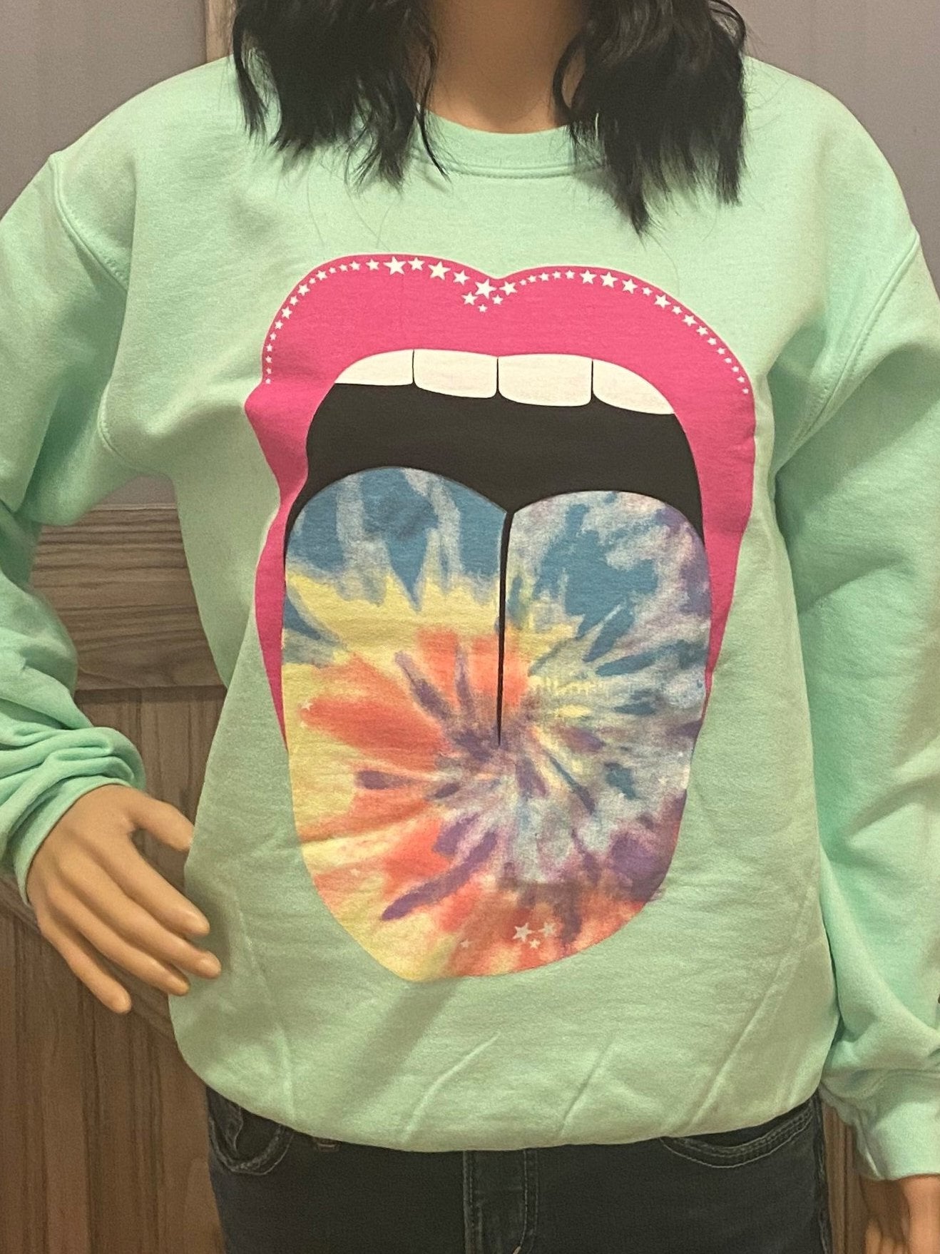 Tie Dye Tongue Sweatshirt