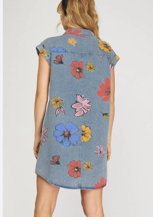 Floral Denim Dress